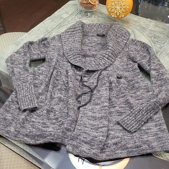 TALULA Aritzia Chunky Wool Angora Cashmere Heathered Gray Wrap Sweater - Picture 1 of 5